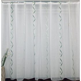 Méteráru, Voile, Roshan, fehér alapon zöld , 280 cm