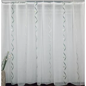 Méteráru, Voile, Roshan, fehér alapon zöld , 280 cm