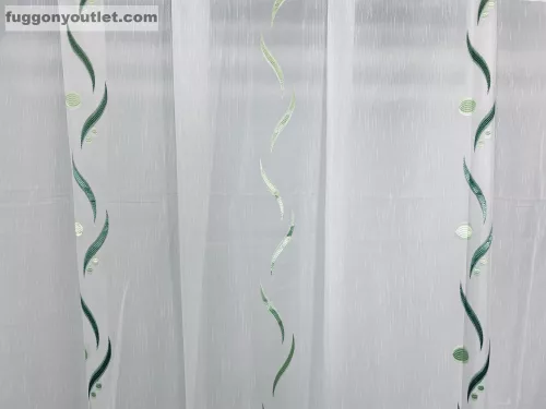 Méteráru, Voile, Roshan, fehér alapon zöld , 280 cm