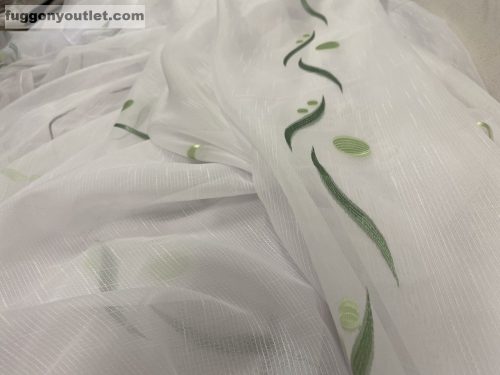 Voile, Roshan, fehér alapon zöld, 300x175 cm 