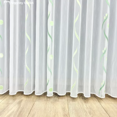 Voile, Roshan, fehér alapon zöld, 300x175 cm 
