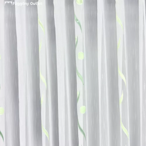 Voile, Roshan, fehér alapon zöld, 300x175 cm 