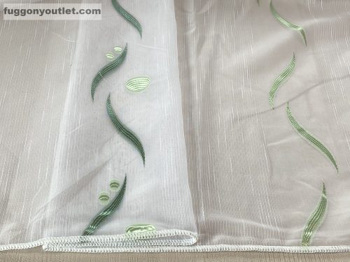 Voile, Roshan, fehér alapon zöld, 400x150 cm 