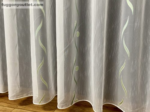 Voile, Roshan, fehér alapon zöld, 400x150 cm 