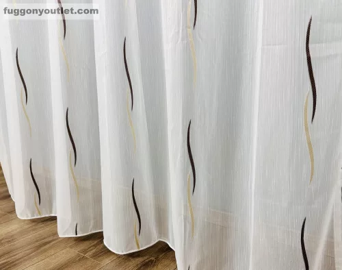 Voile, Zoe, fehér alapon arany barna, 200x290 cm 