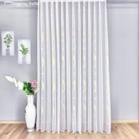   Voile, Freya, fehér alapon púder és arany, kész függöny