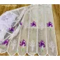   Méteráru, Vitrázs Függöny, Zsakar, Levendula fehér alapon lila, 120 cm